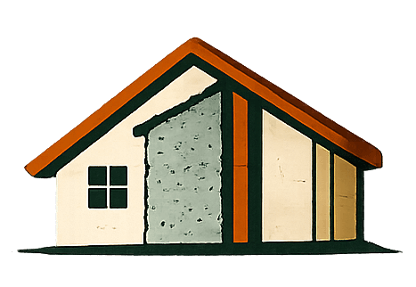 Illustration of a house wall cross-section showing insulation